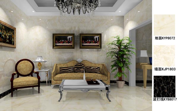 金艾陶瓷磚應用效果:徐州開元翡翠灣E戶型裝修效果鑒賞