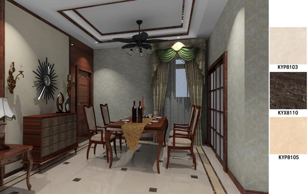 金艾陶瓷磚應(yīng)用效果:大瀝碧桂園·華府01戶型裝修效果鑒賞