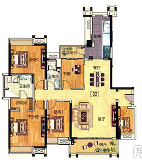 新中式風格將現代元素和傳統元素結合在一起，以現代人的審美需求來打造富有傳統韻味的事物，讓傳統藝術在當今社會得到合適的體現。本單元很巧妙的運用了9面通體大理石瓷磚羅馬砂巖系列KA9M001淺灰，不起眼的灰色，內斂而含蓄，與改良后的中式家具完美搭配，整個空間經典而高雅的復古風情，同時具備著現代的時尚感！