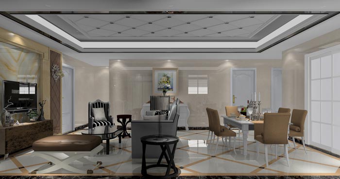 歐式風格在造型極其講究，給人端莊典雅的感覺，高貴華麗的同時，還具有濃厚的文化氣息。本單元的設計沿用了歐式的端莊典雅，也加入一些時尚的元素，讓整個空間多了現代的時尚感覺，卻不失端莊。